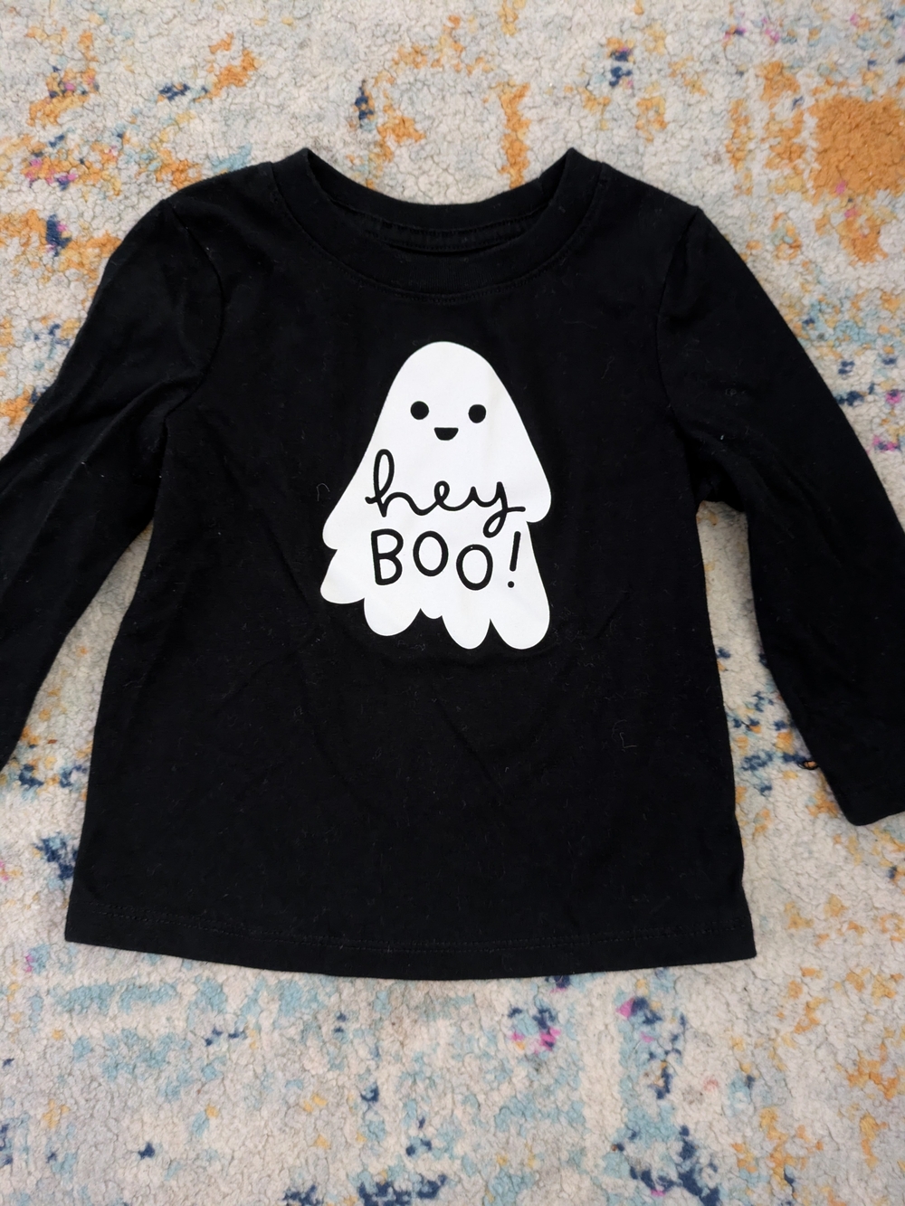 Cat & Jack Black Long-Sleeve 'Hey Boo' Ghost Graphic Tee